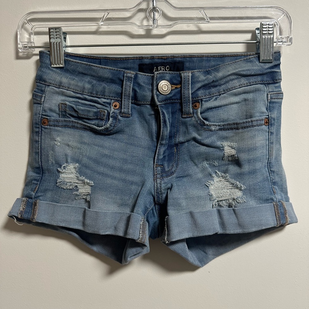 Aeropostale Light Blue Distressed Jean Shorts